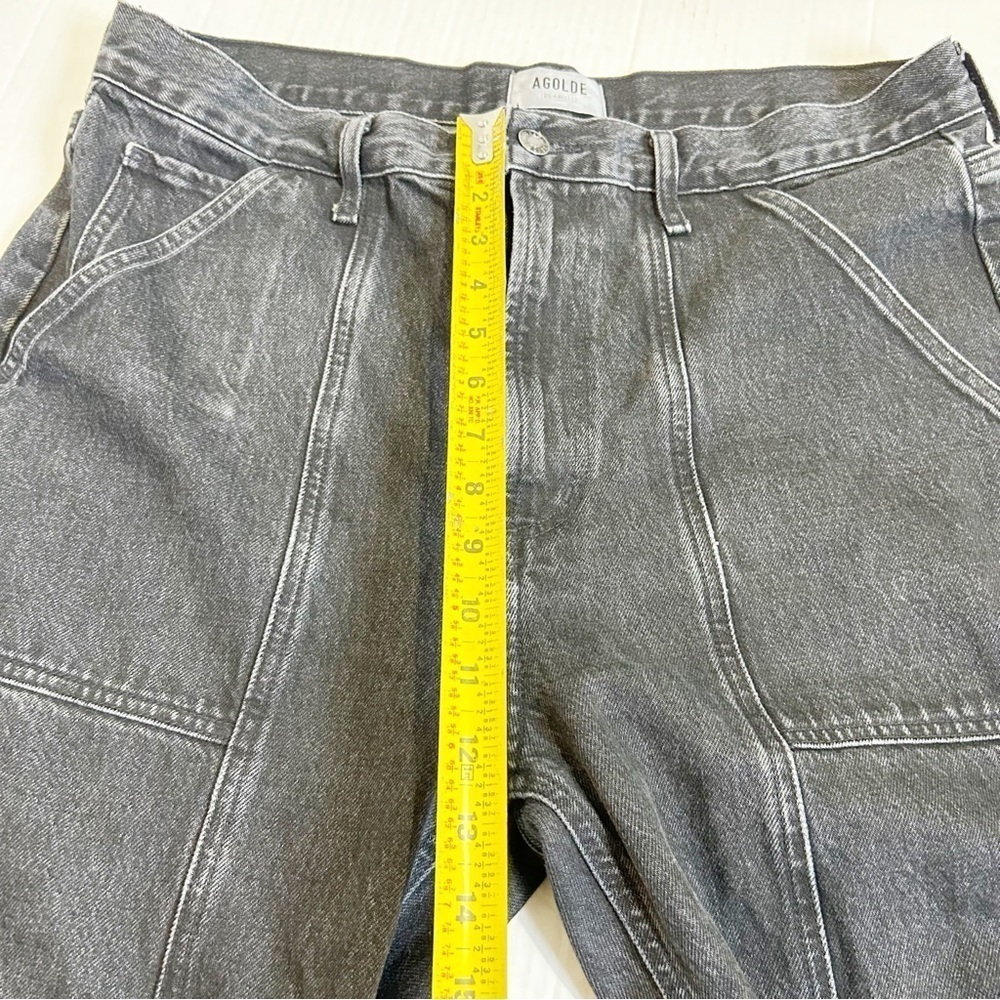 🌷Sale Agolde Cooper Cargo Jeans Size 31 Panther Black Straight Leg High Rise - Picture 11 of 12
